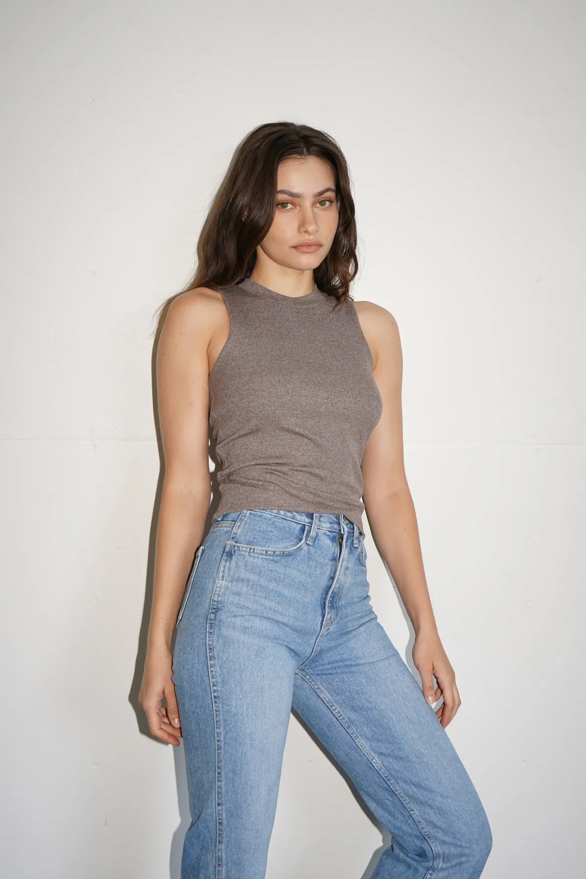 Ribbed Double Layer Sleeveless - Rocky Road Brown sold by LNA product image thumbnail 2