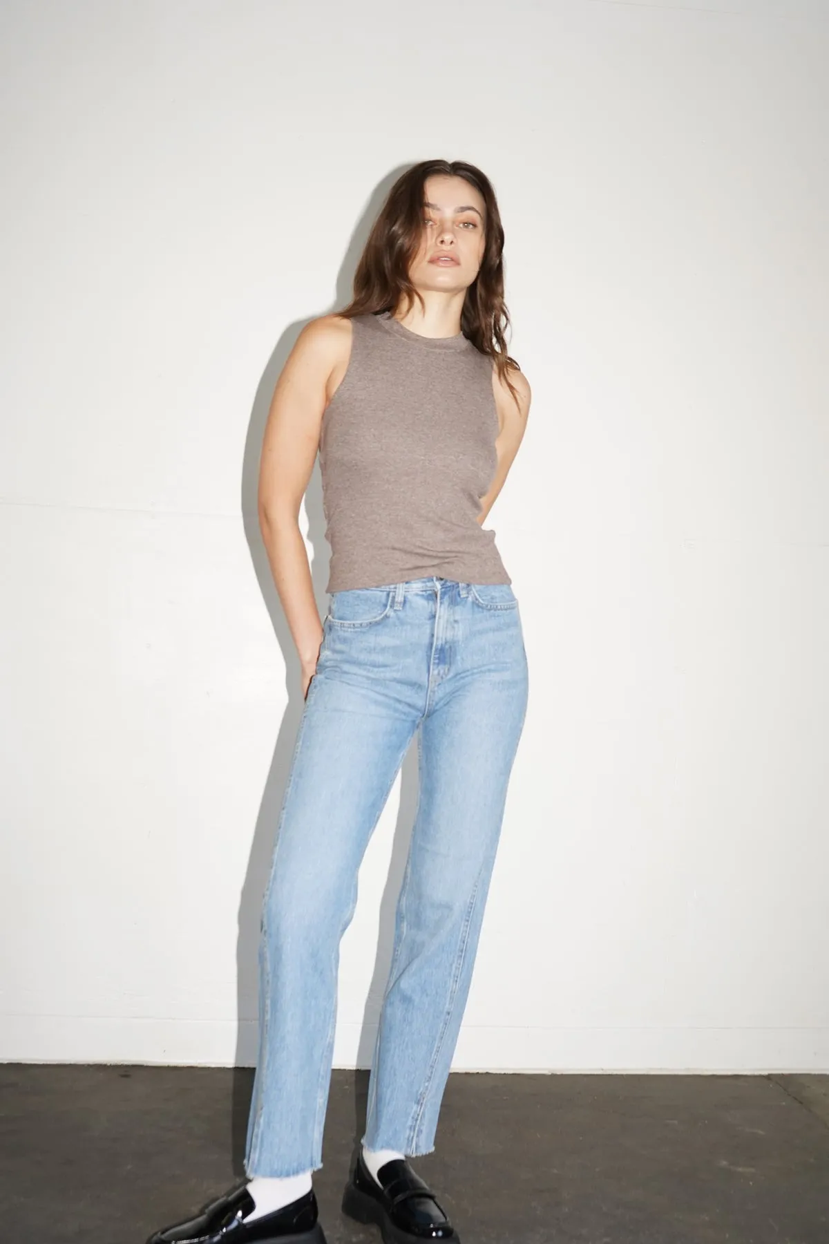 Ribbed Double Layer Sleeveless - Rocky Road Brown sold by LNA product image thumbnail 4