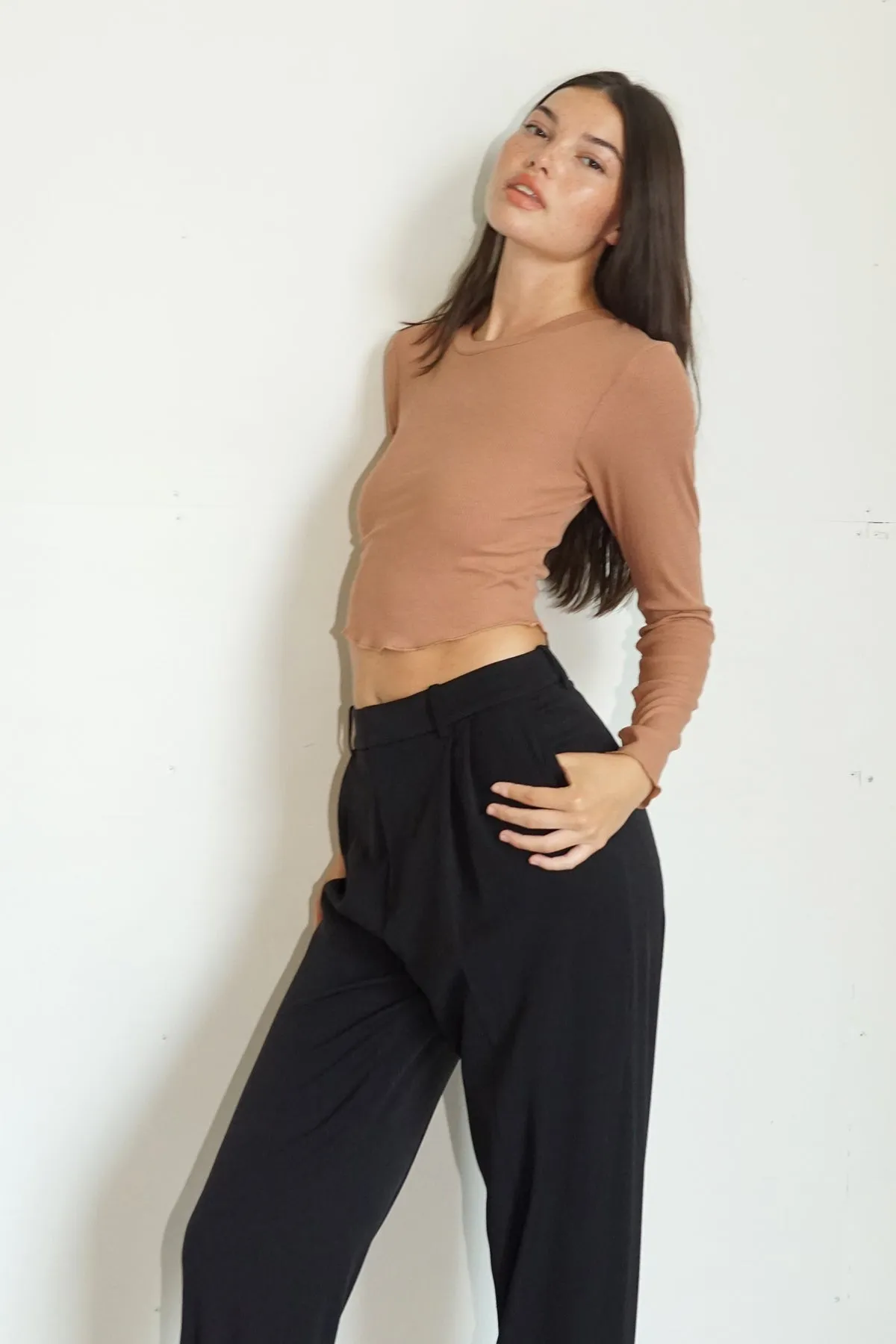 Arya Ribbed Long Sleeve - Mocha sold by LNA product image thumbnail 3