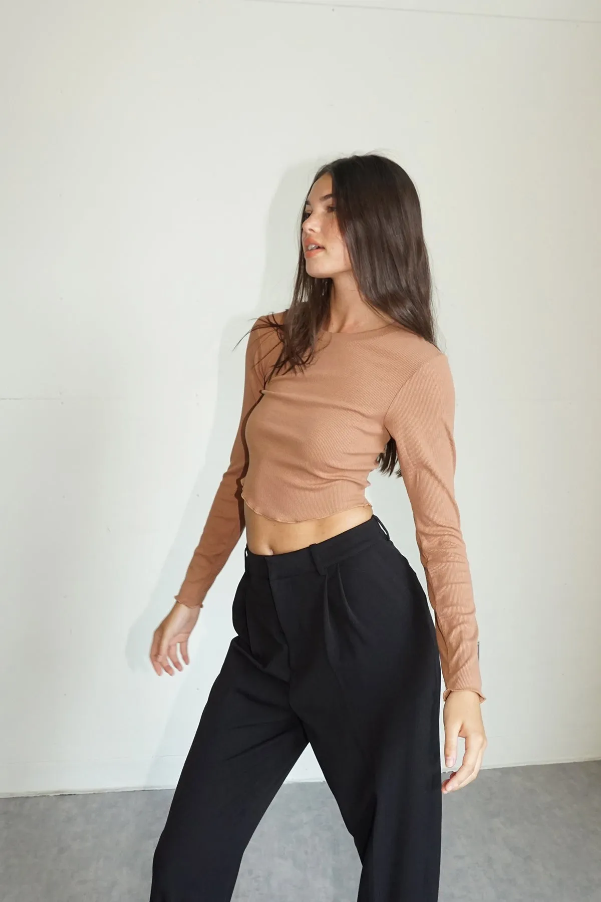 Arya Ribbed Long Sleeve - Mocha sold by LNA