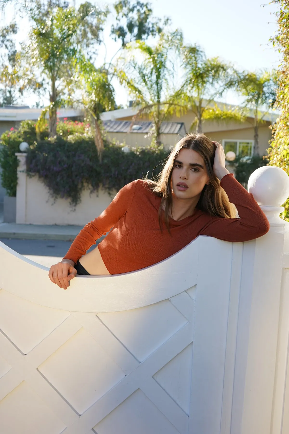 Arya Ribbed Long Sleeve - Cinnabar sold by LNA product image thumbnail 3