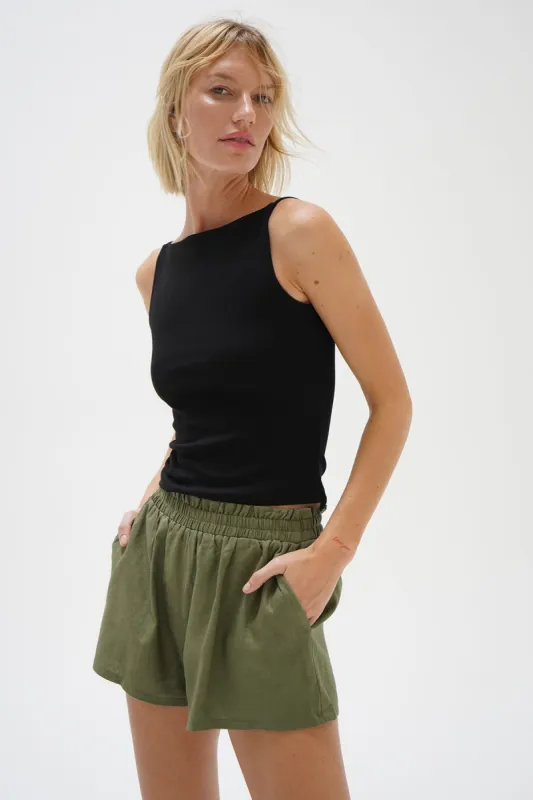 Elisha Ribbed Tank - Black sold by LNA