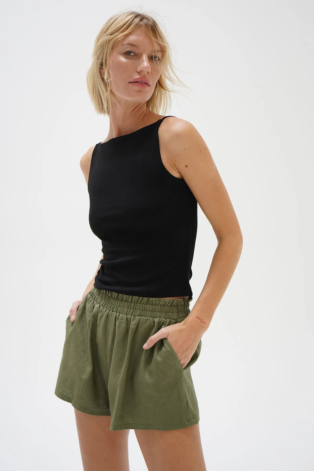 Elisha Ribbed Tank - Black sold by LNA