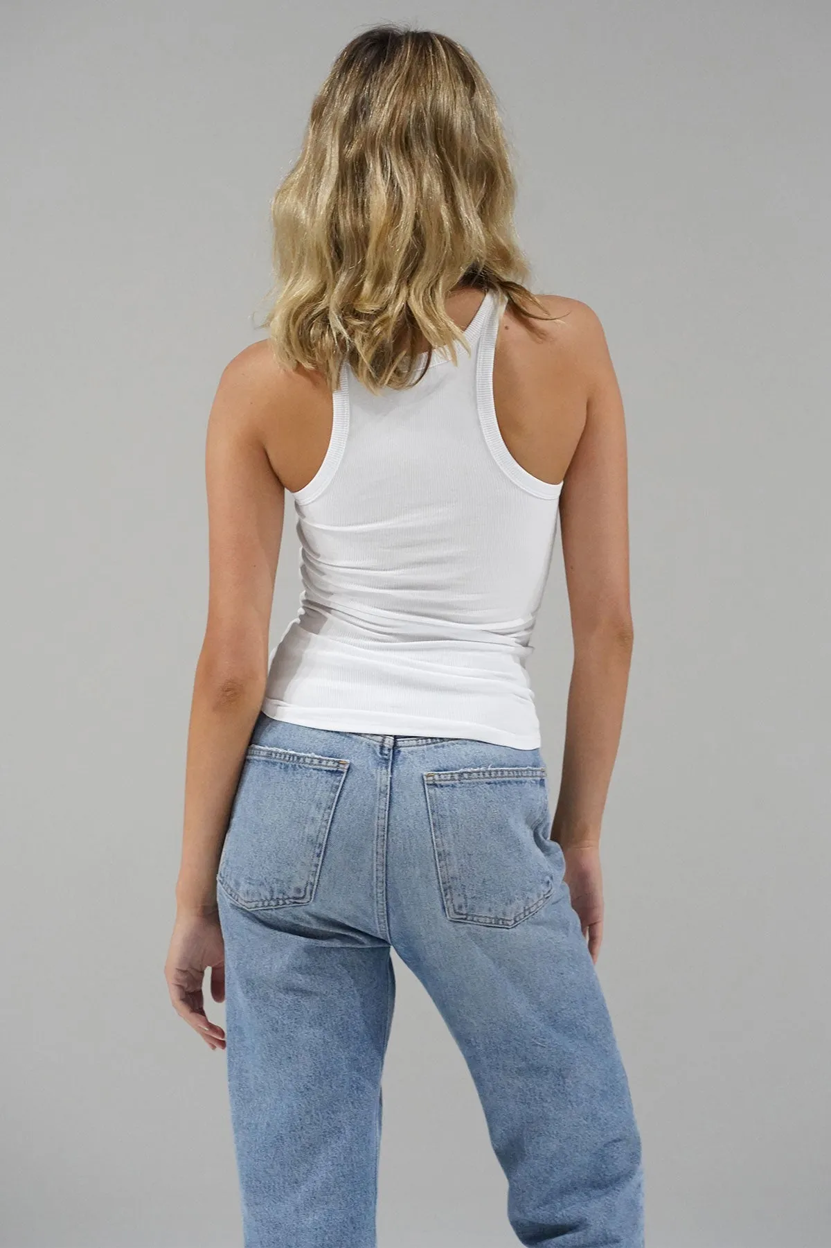 Skinny Racer Ribbed Tank - White sold by LNA product image thumbnail 5
