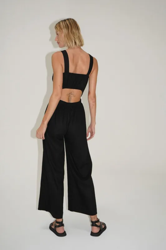 La Rosa Linen Jumpsuit - Black sold by LNA