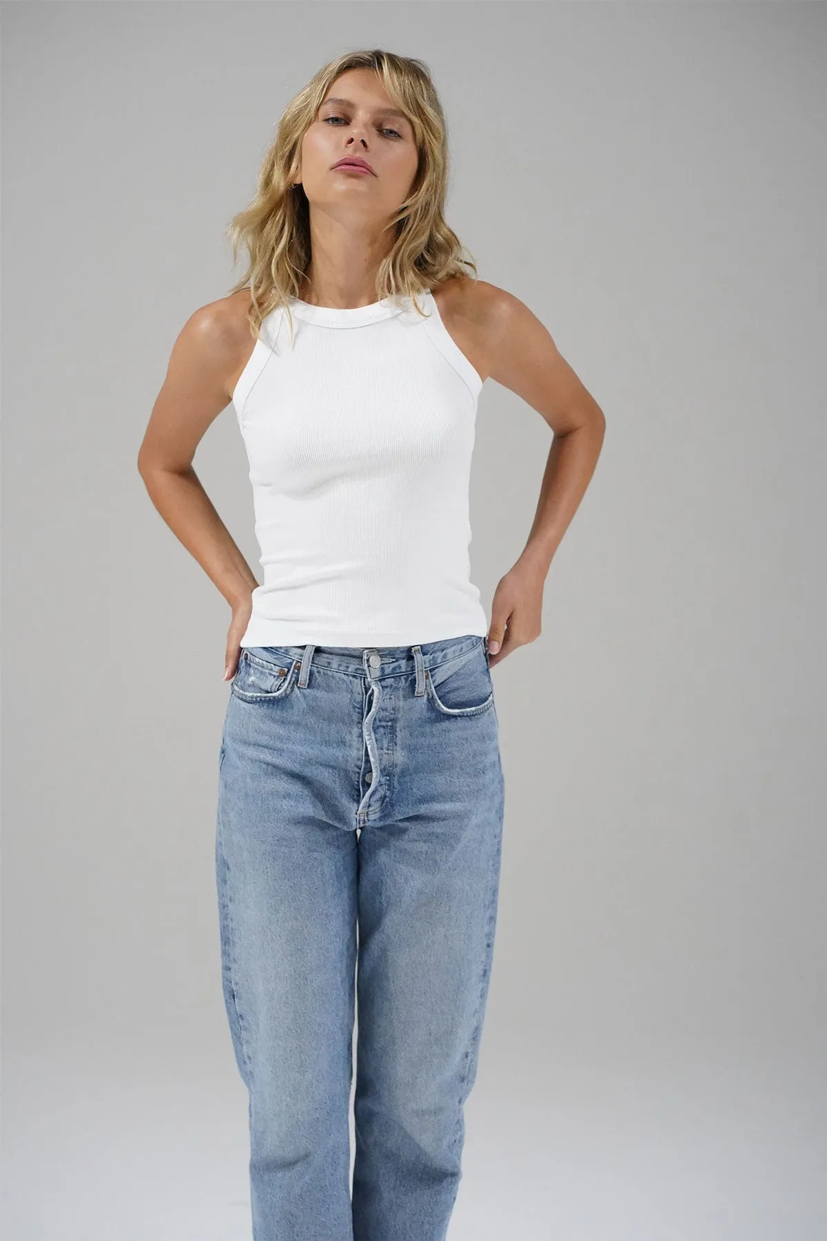 Dylan Ribbed Tank - White sold by LNA product image thumbnail 2