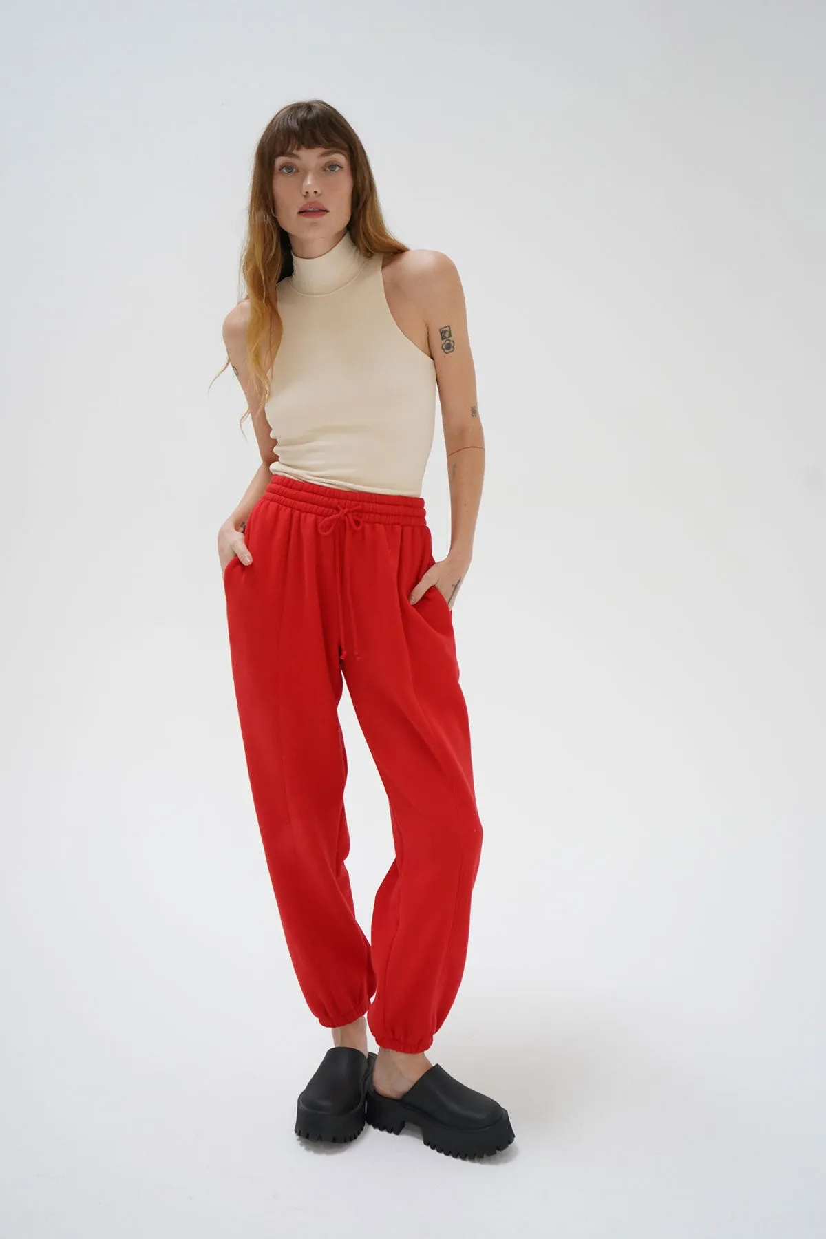 Jace Seamed Fleece Jogger - High Risk Red sold by LNA