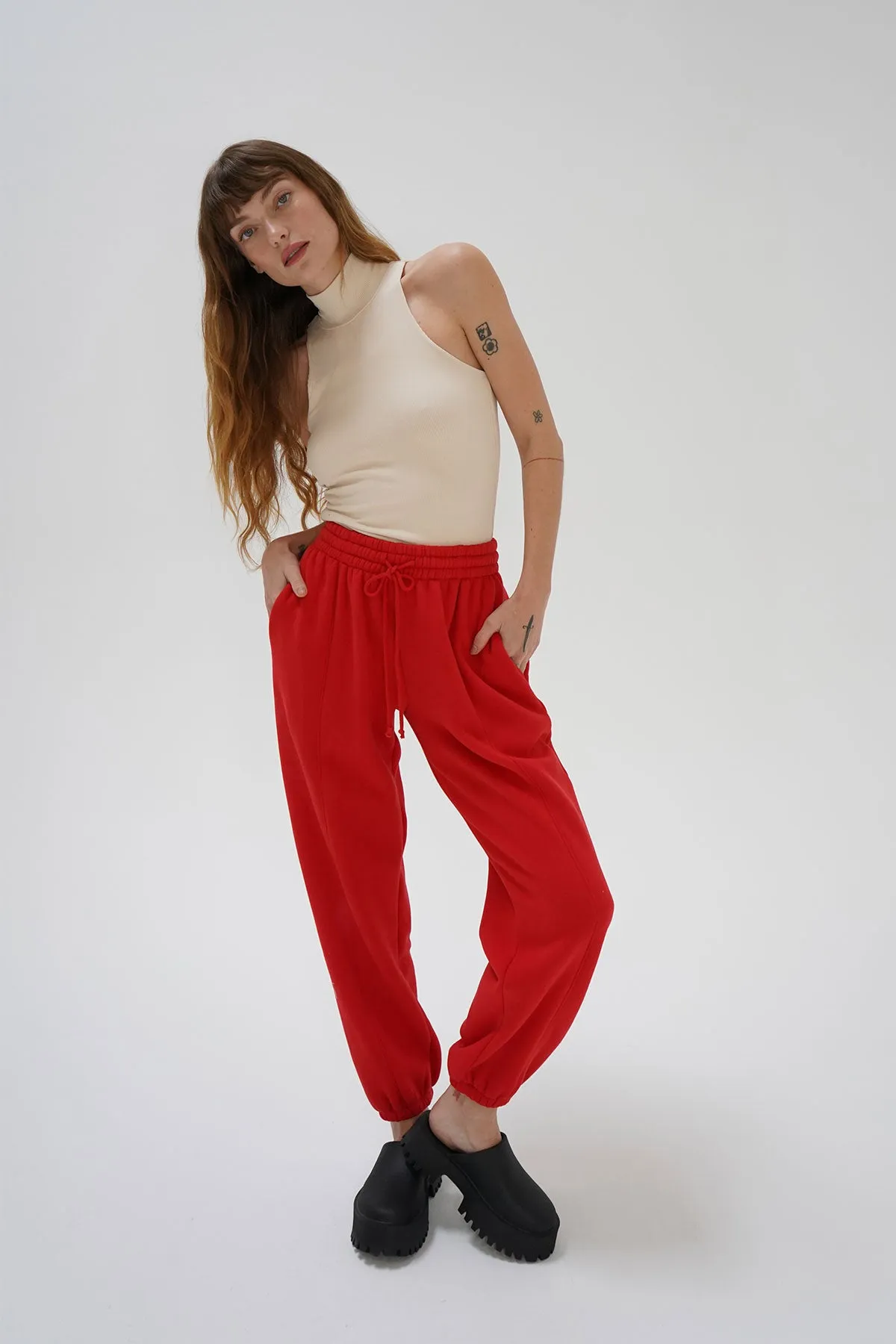 Jace Seamed Fleece Jogger - High Risk Red sold by LNA product image thumbnail 4