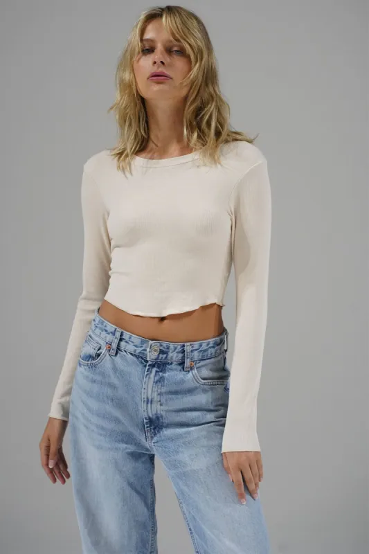 Arya Ribbed Long Sleeve - Bone sold by LNA