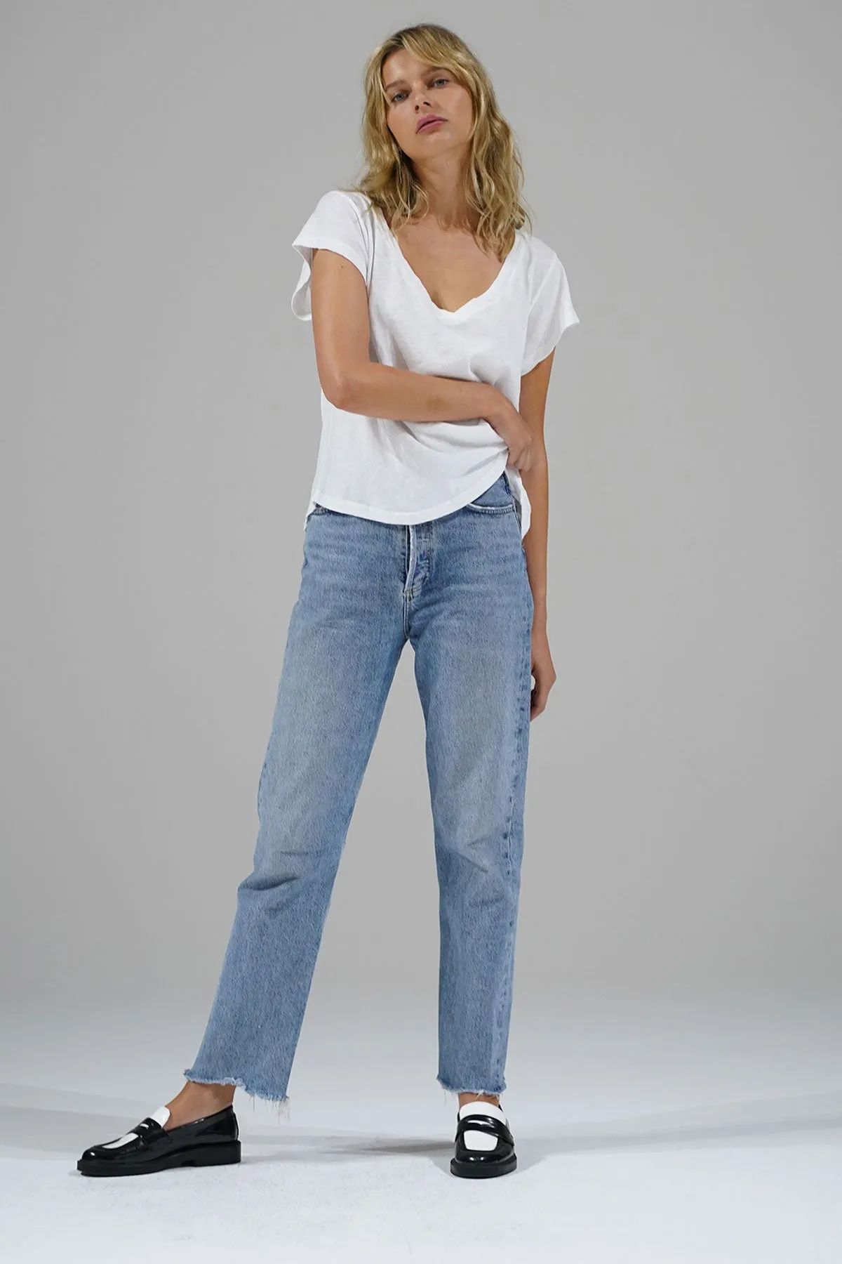 Kaden Cotton V Neck - White sold by LNA product image thumbnail 2