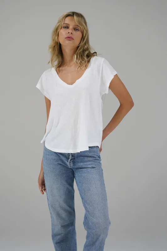 Kaden Cotton V Neck - White sold by LNA
