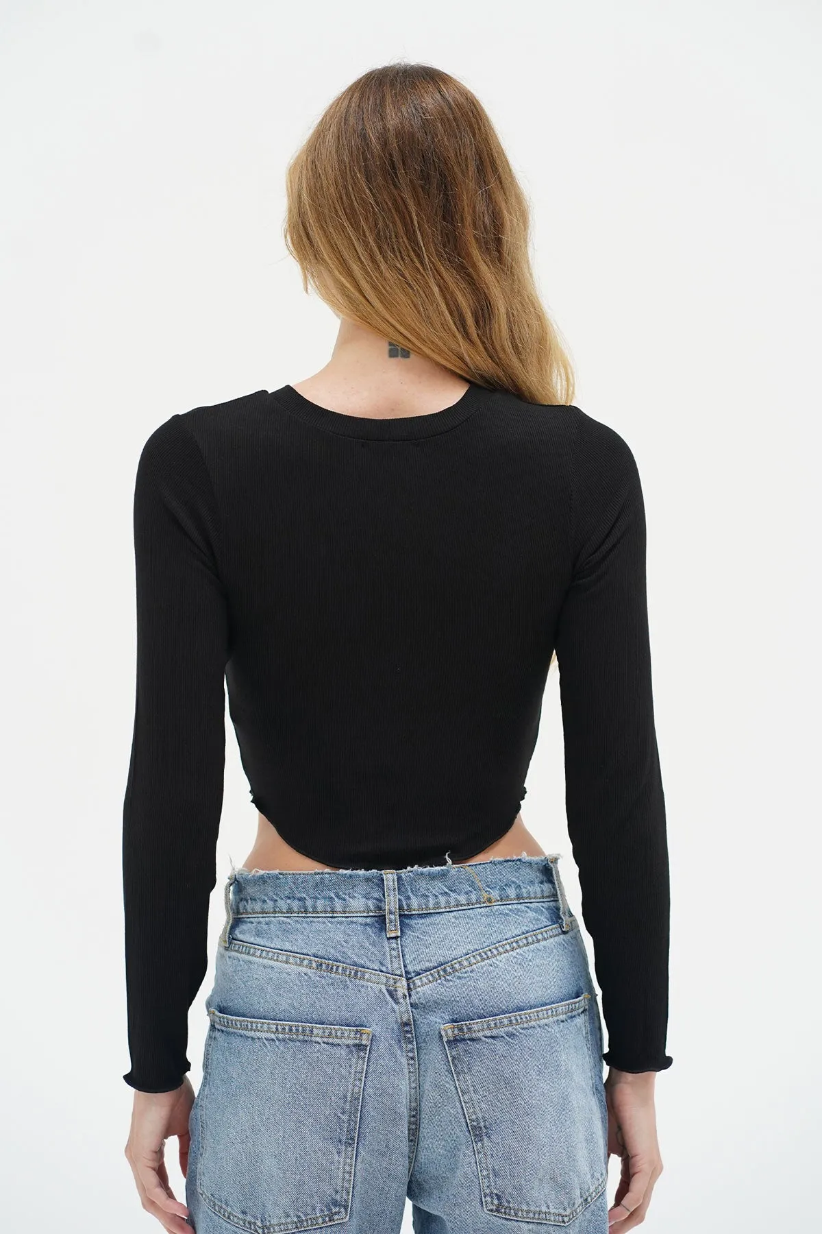 Arya Ribbed Long Sleeve - Black sold by LNA product image thumbnail 5