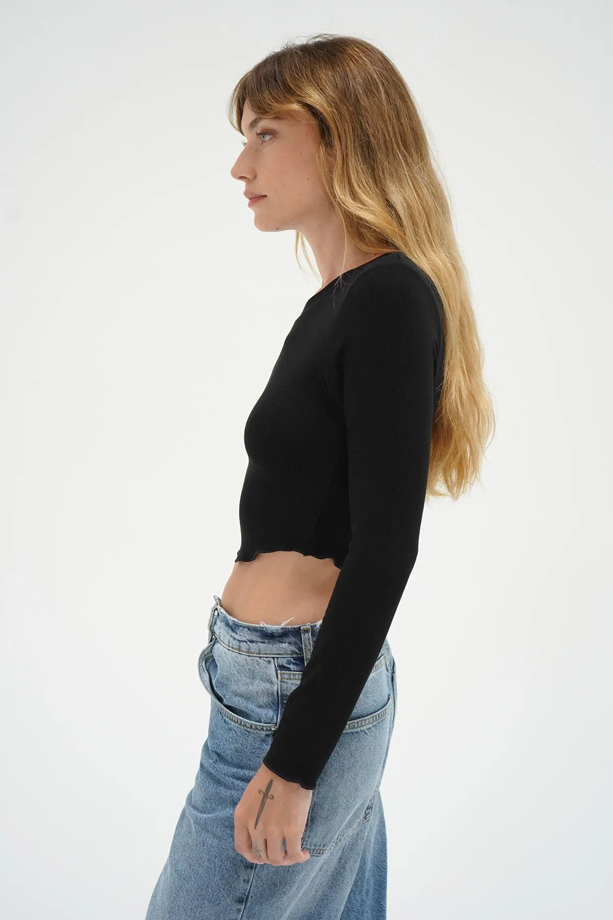 Arya Ribbed Long Sleeve - Black sold by LNA product image thumbnail 4