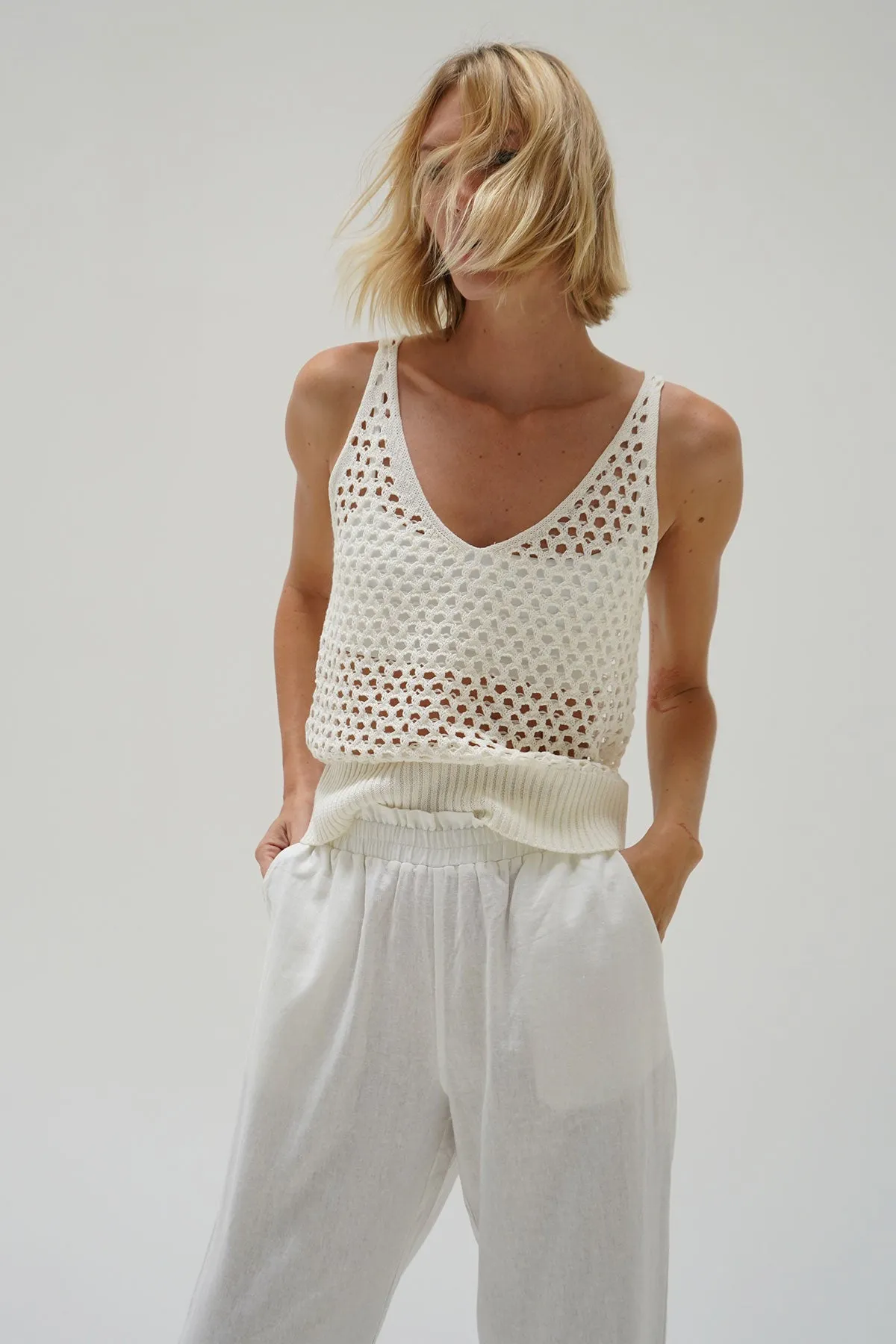 Mavi Open Knit Tank - Ivory sold by LNA product image thumbnail 2