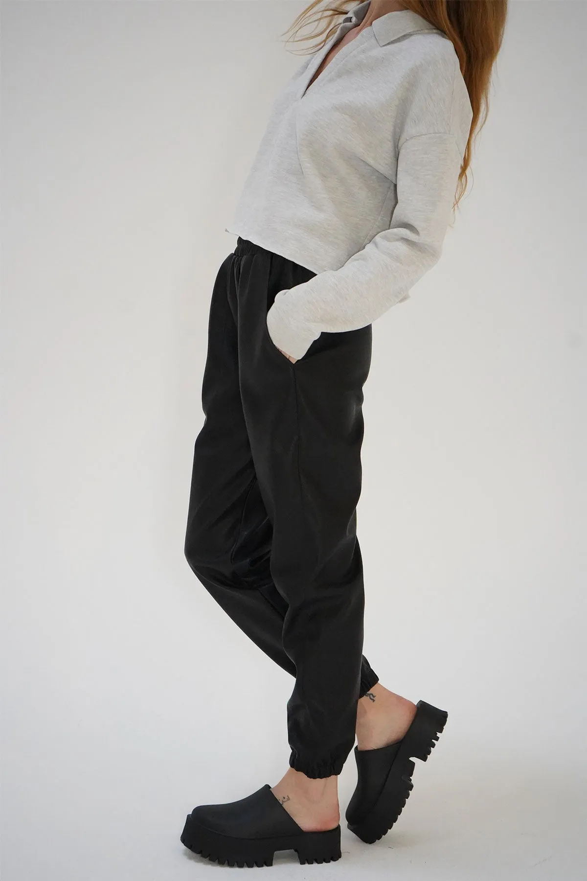 Utility Faux Leather Jogger - Black sold by LNA product image thumbnail 3