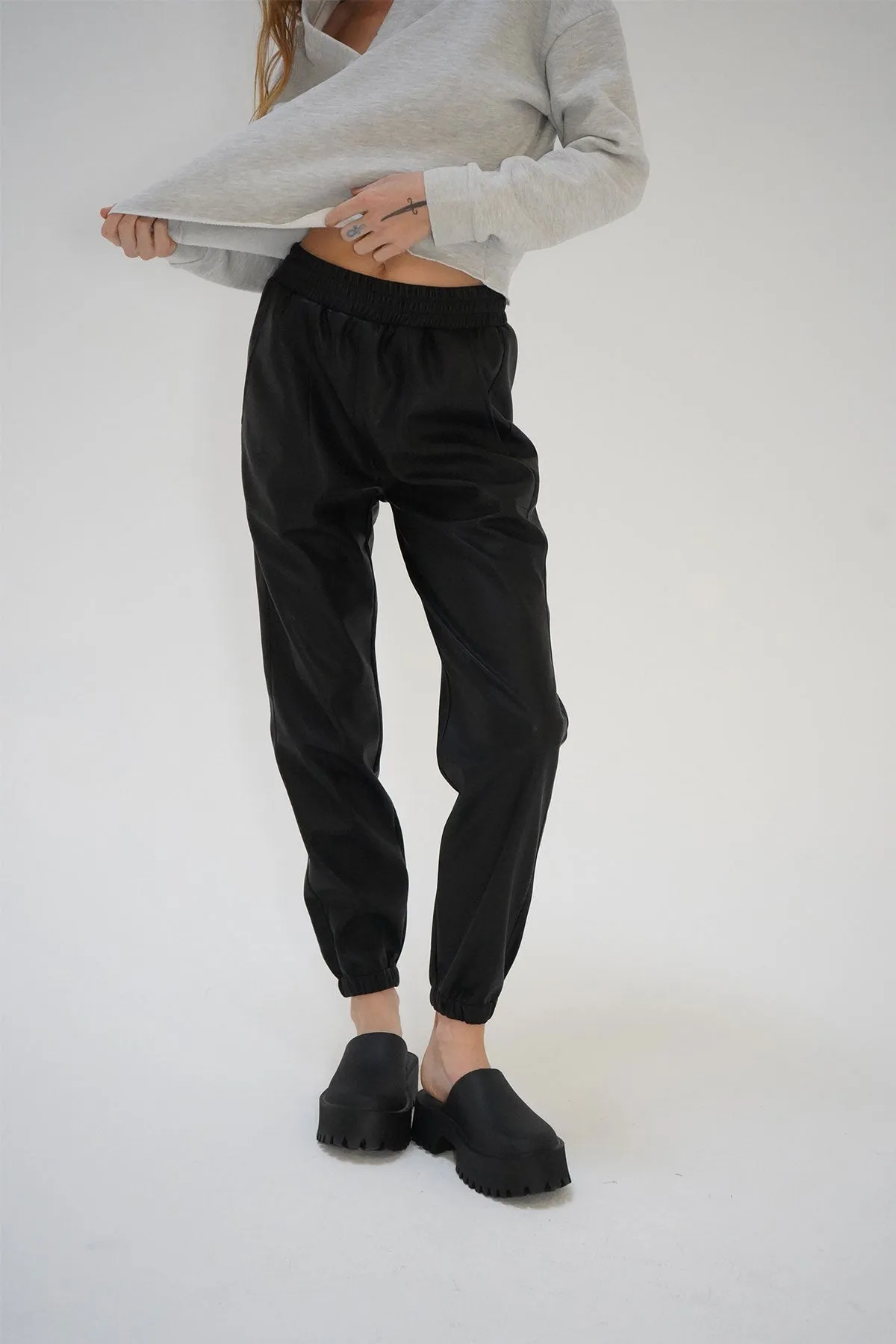 Utility Faux Leather Jogger - Black sold by LNA product image thumbnail 2