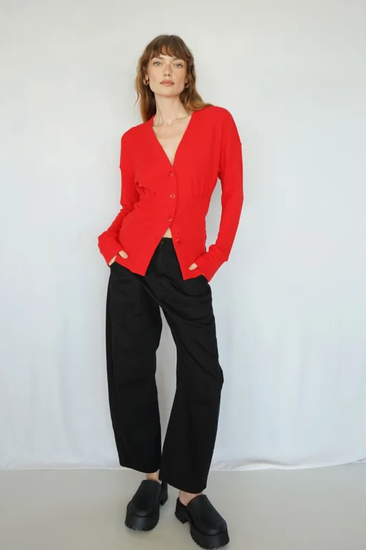 Noel Waffle Cardigan - High Risk Red sold by LNA