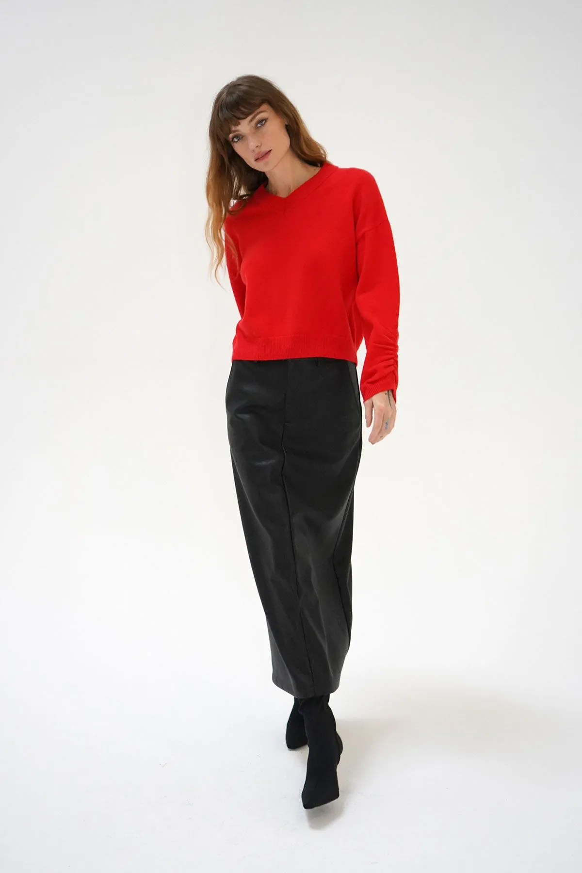 Latigo V Neck Sweater - Red sold by LNA