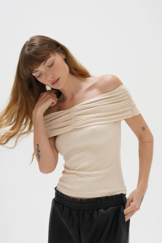 Violet Ribbed Top - Bone sold by LNA