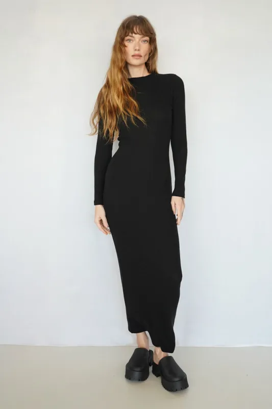 Karlotta Waffle Dress - Black sold by LNA