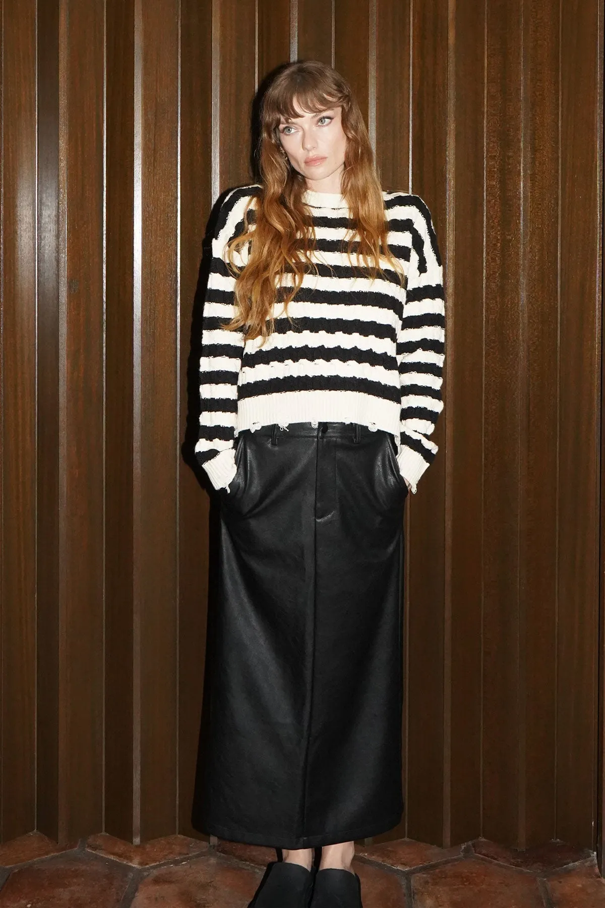 Devi Sweater - Black Ivory Stripe sold by LNA product image thumbnail 2