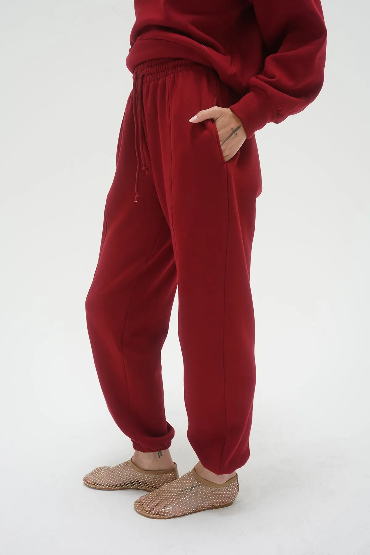 Jace Seamed Fleece Jogger - Oxblood sold by LNA product image thumbnail 2