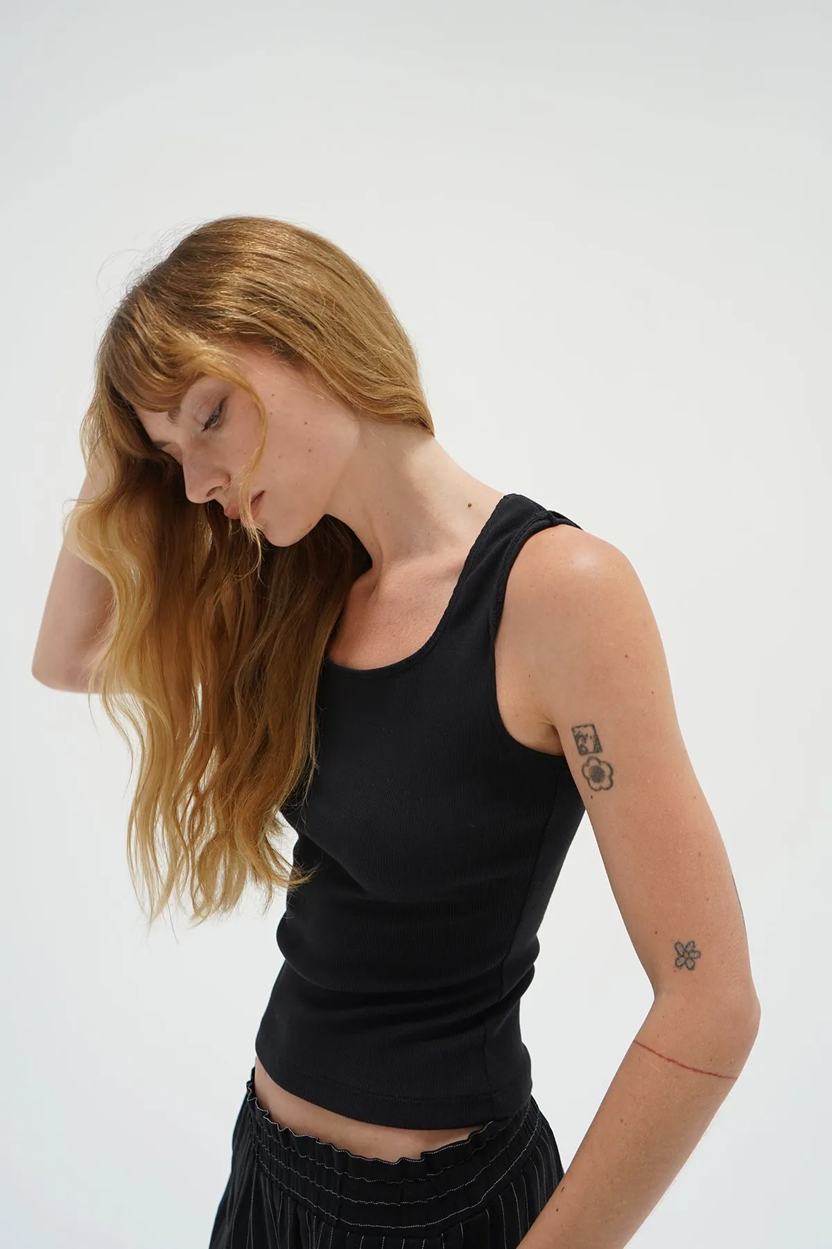 Ballet Cotton Rib Scoop Tank - Black sold by LNA product image thumbnail 2