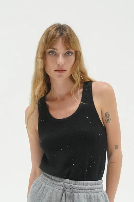 Audra Sparkle Sweater Tank - Black sold by LNA