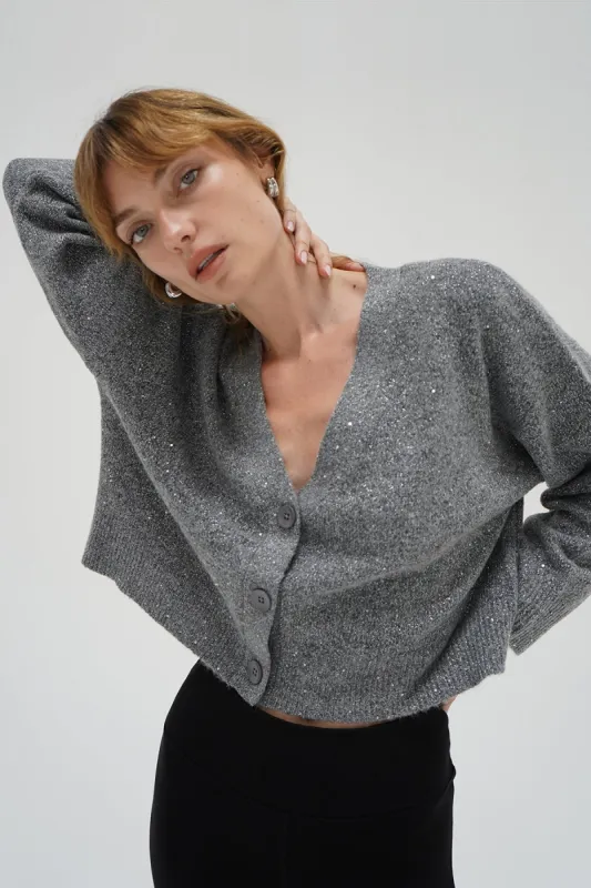 Kiya Sparkle Cardigan - Grey sold by LNA