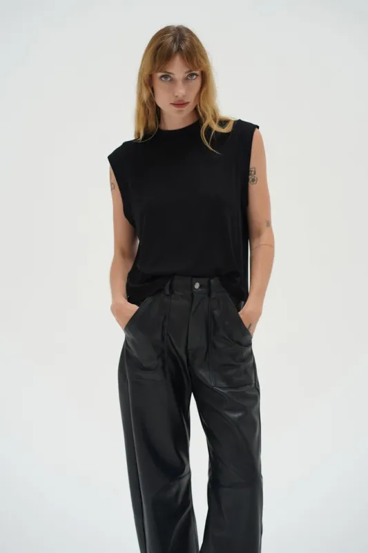 Oren Ribbed Top - Black sold by LNA