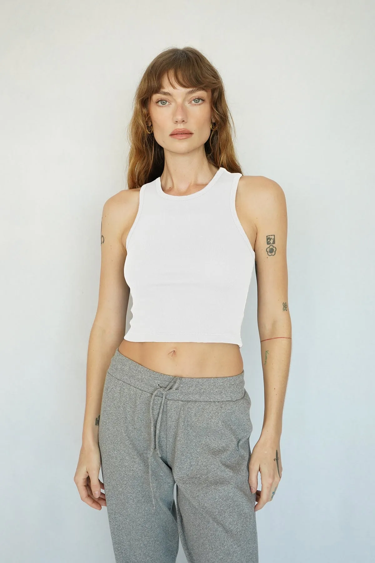 Maya Cotton Rib Tank - White sold by LNA