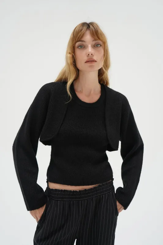 Ean Shrug Sweater Set - Black sold by LNA