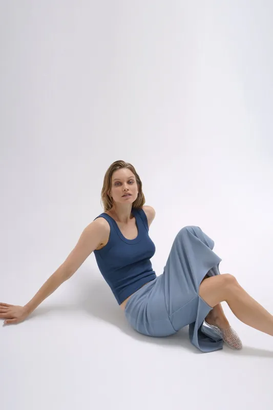 Lora Ribbed Skirt - Faded Blue sold by LNA