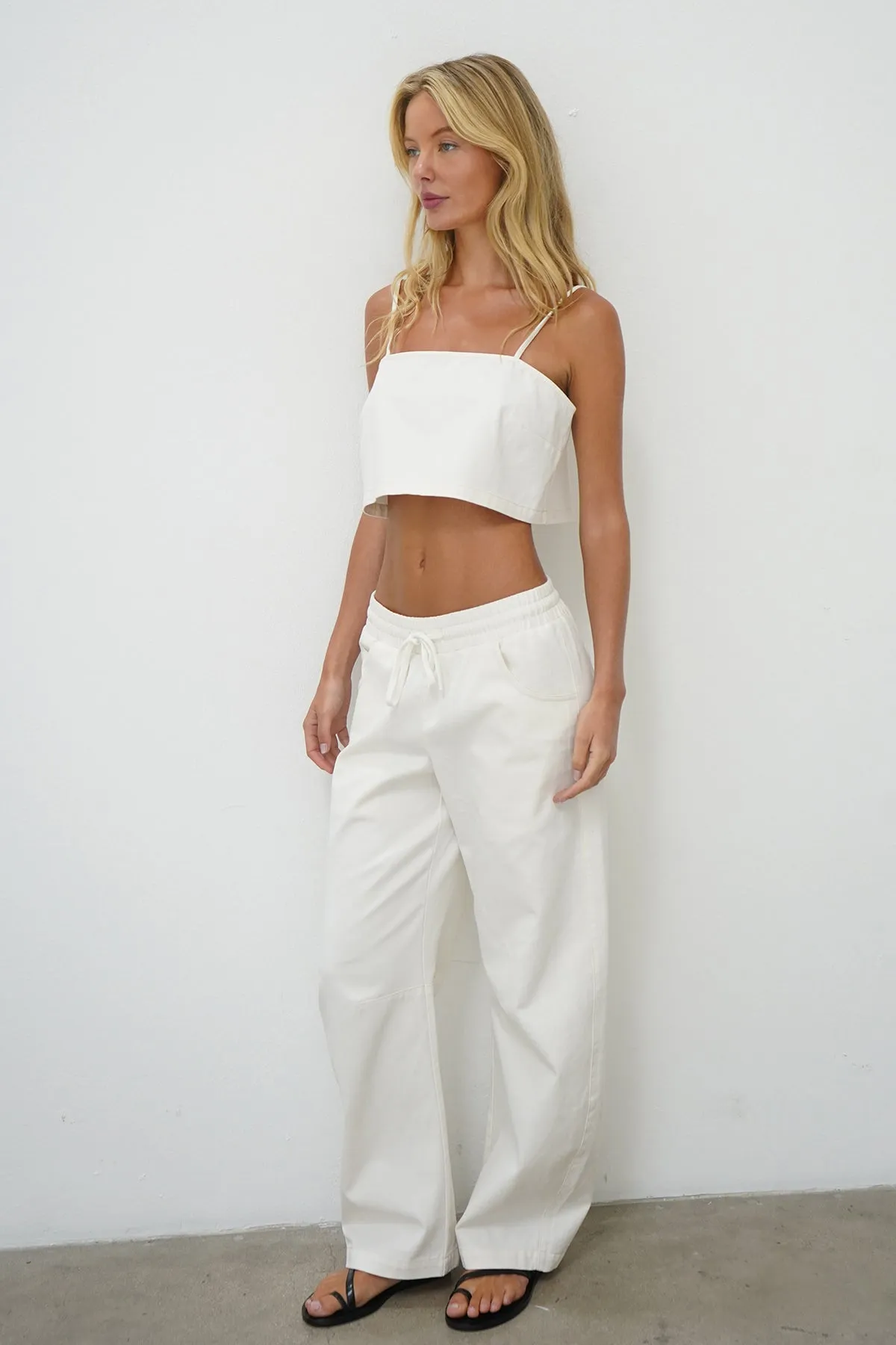 Camille Crop Tank - White Denim sold by LNA