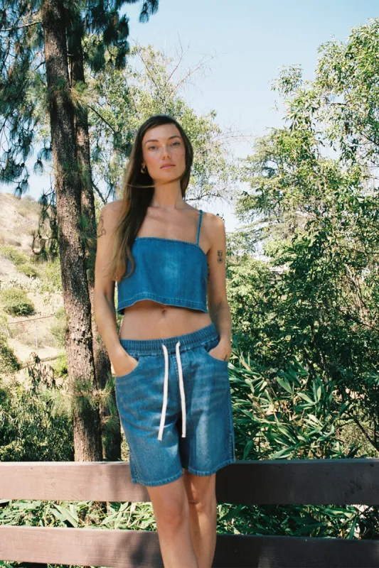 Camille Crop Tank - Soft Denim sold by LNA
