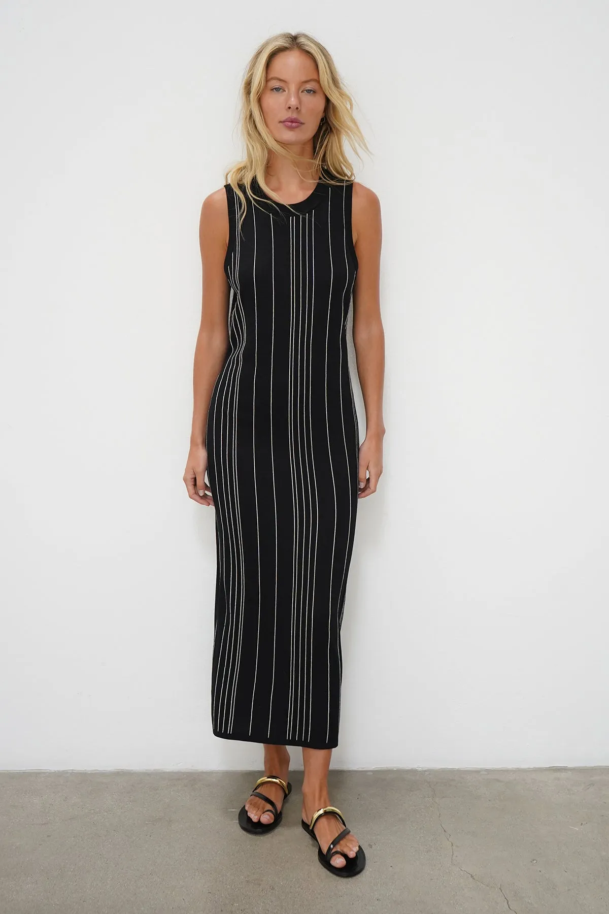 Keily Tank Dress - Black With Ivory Stripe sold by LNA product image thumbnail 4