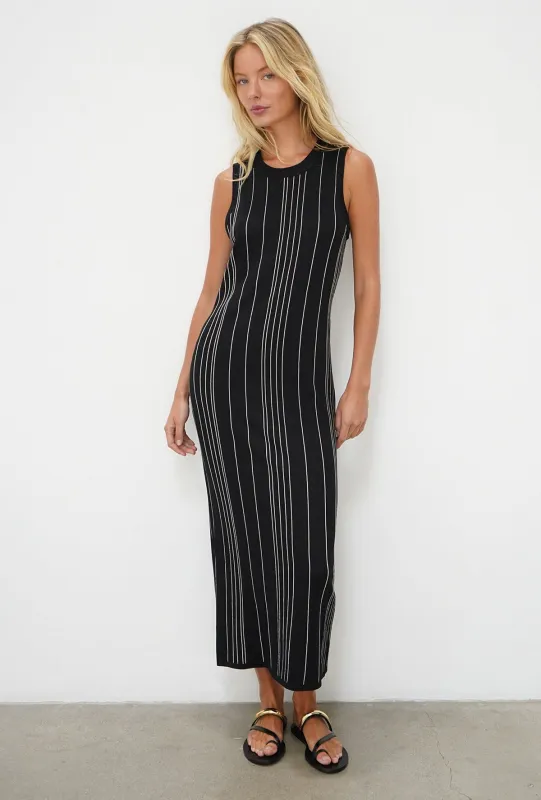 Keily Tank Dress - Black With Ivory Stripe sold by LNA