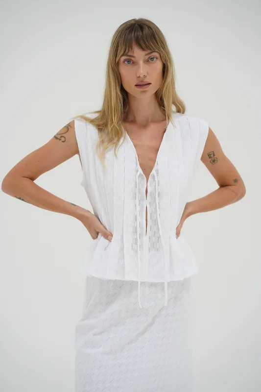 Kala Eyelet Top - White sold by LNA