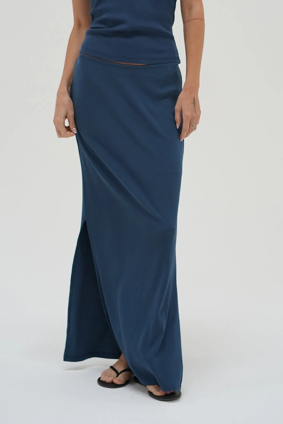 Steph Ribbed Skirt - Dark Denim sold by LNA product image thumbnail 4