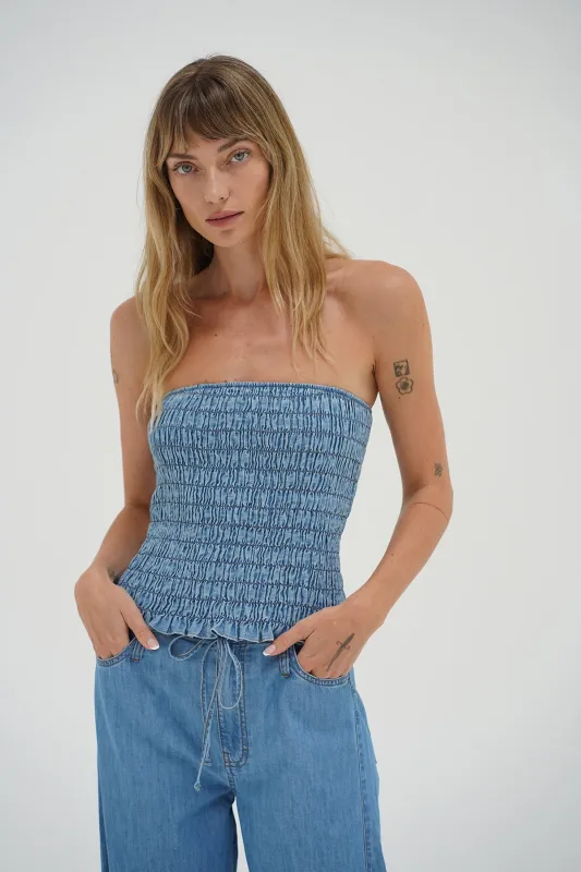 Gigi Tube Top - Faded Blue sold by LNA
