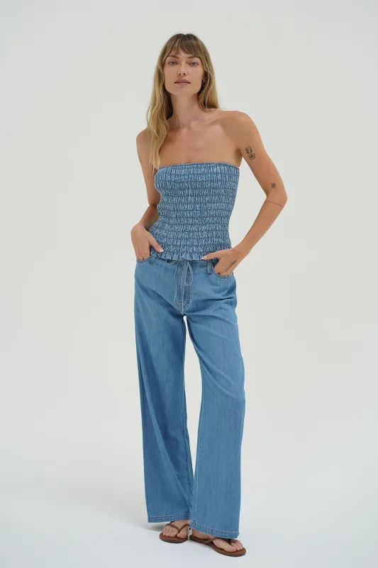 Gia Tie Waist Pant - Faded Blue sold by LNA