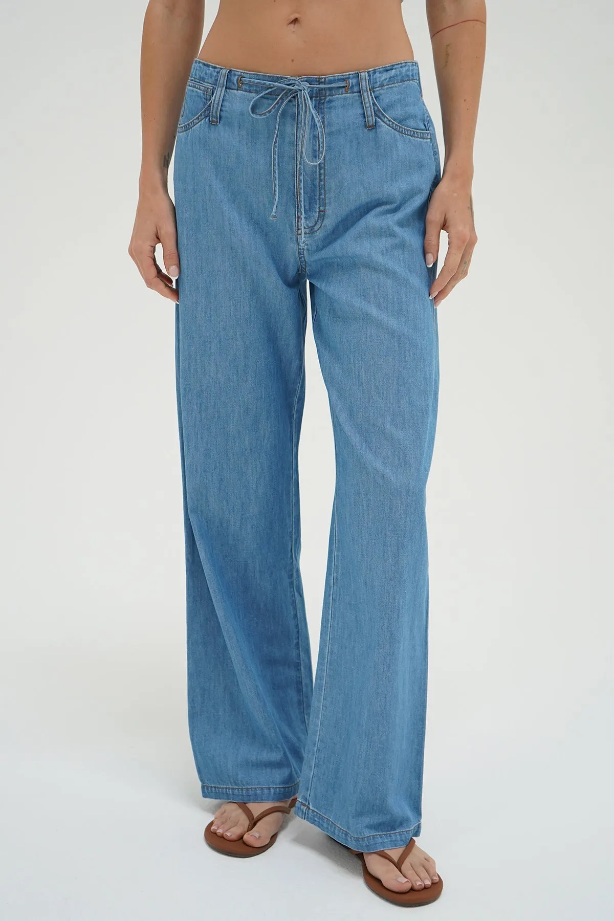 Gia Tie Waist Pant - Faded Blue sold by LNA product image thumbnail 3