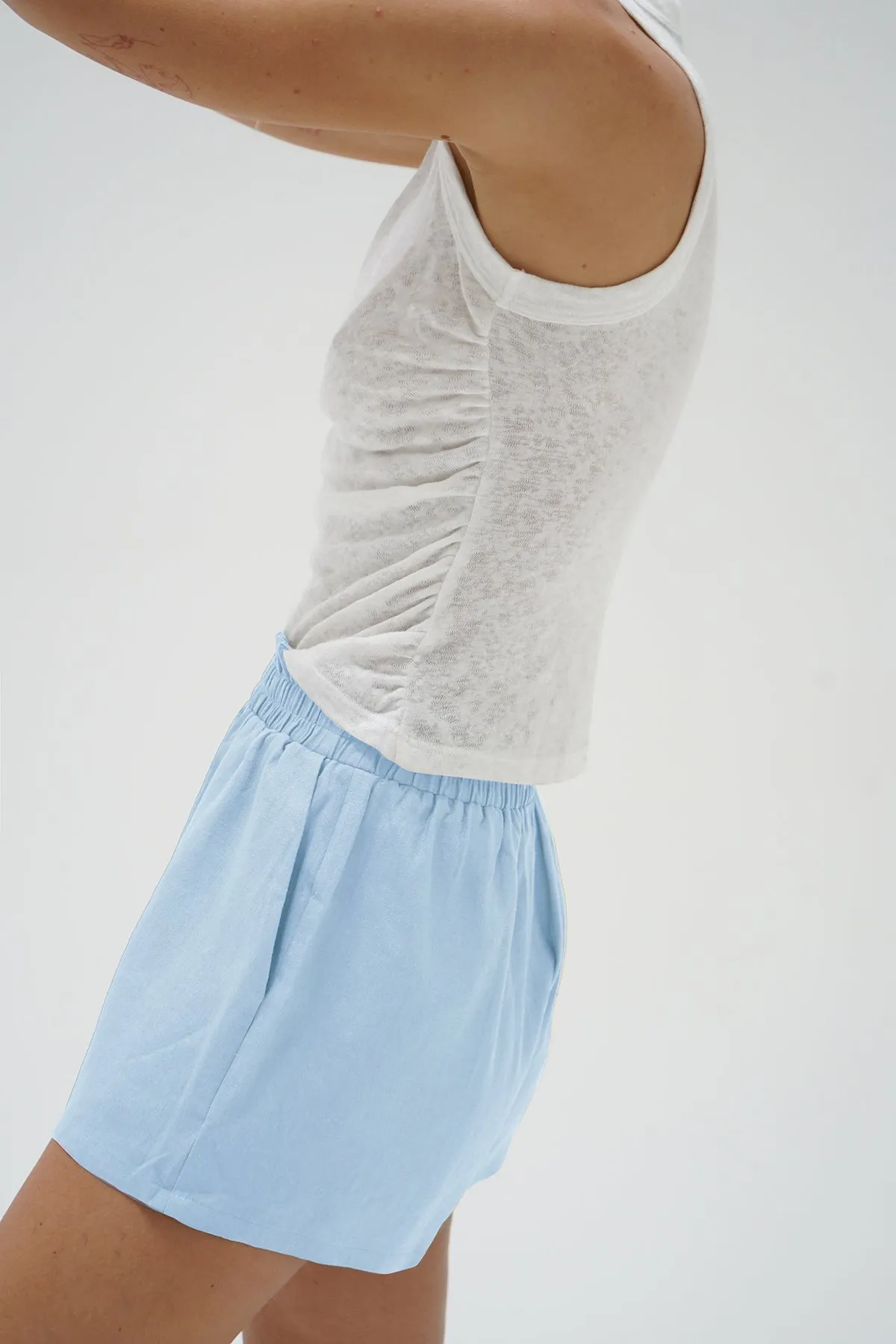 Aras Linen Elastic Waist Short - Mirage Blue sold by LNA product image thumbnail 2