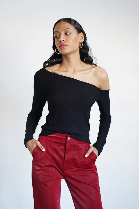 Scene Brushed Rib Top - Black sold by LNA