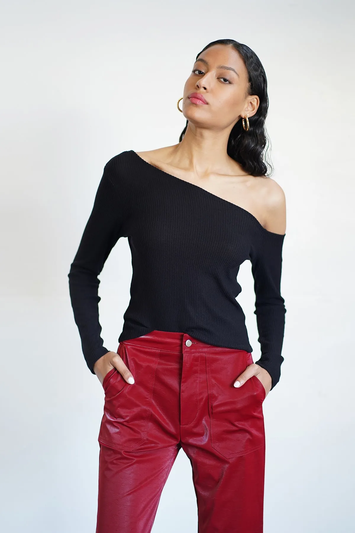 Scene Brushed Rib Top - Black sold by LNA product image thumbnail 4