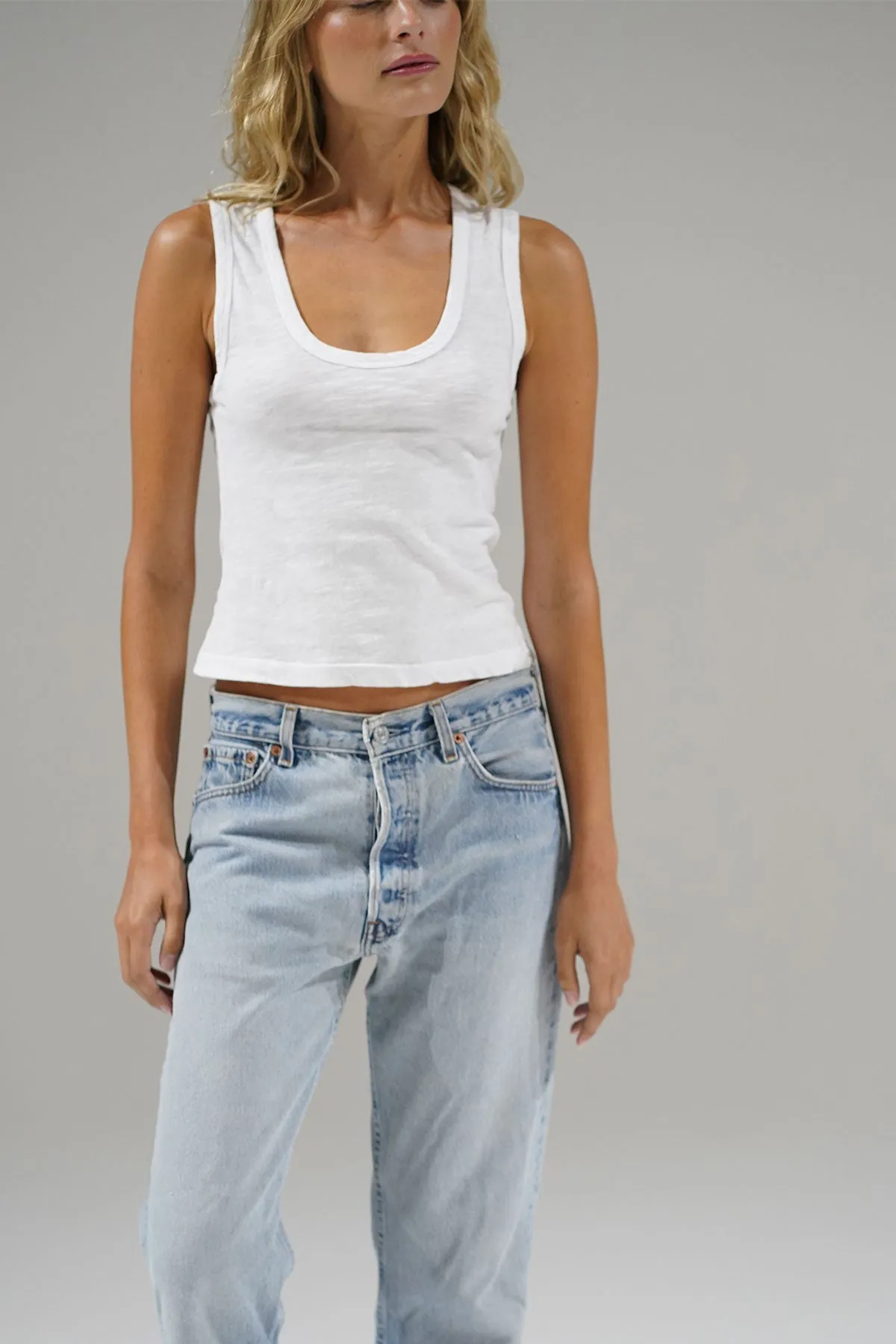 Deep U Cotton Tank - White sold by LNA product image thumbnail 3
