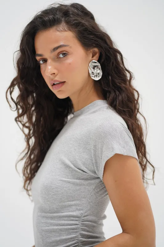 Dani Short Sleeve Top - Heather Grey sold by LNA