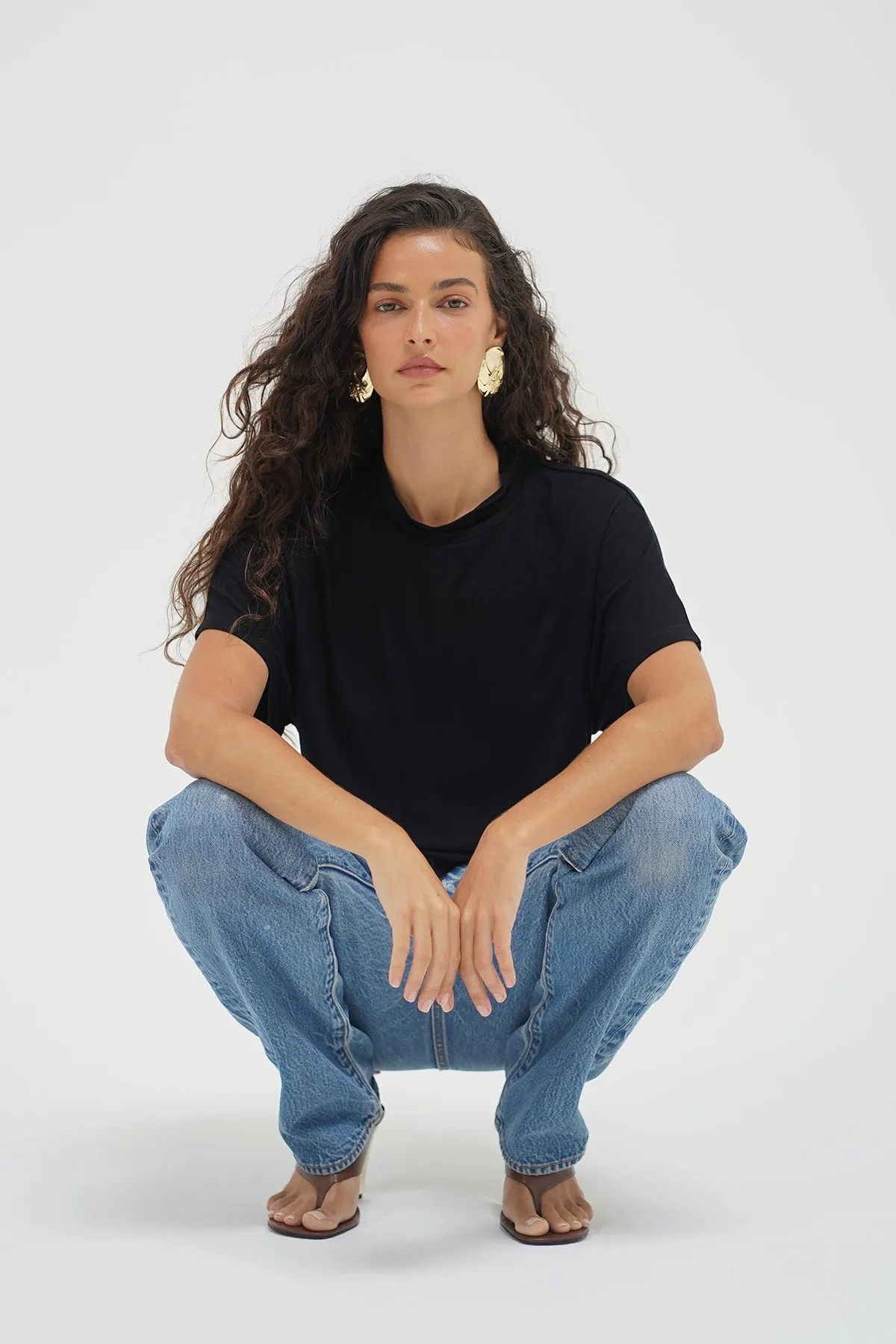 Charlee Mock Neck Tee - Black sold by LNA