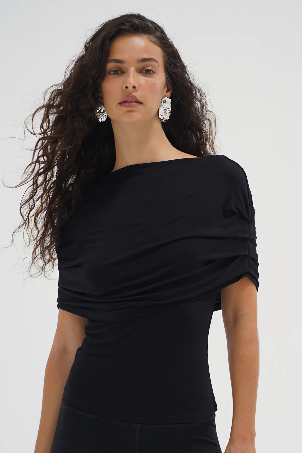 Rylie Shawl Top - Black sold by LNA product image thumbnail 4