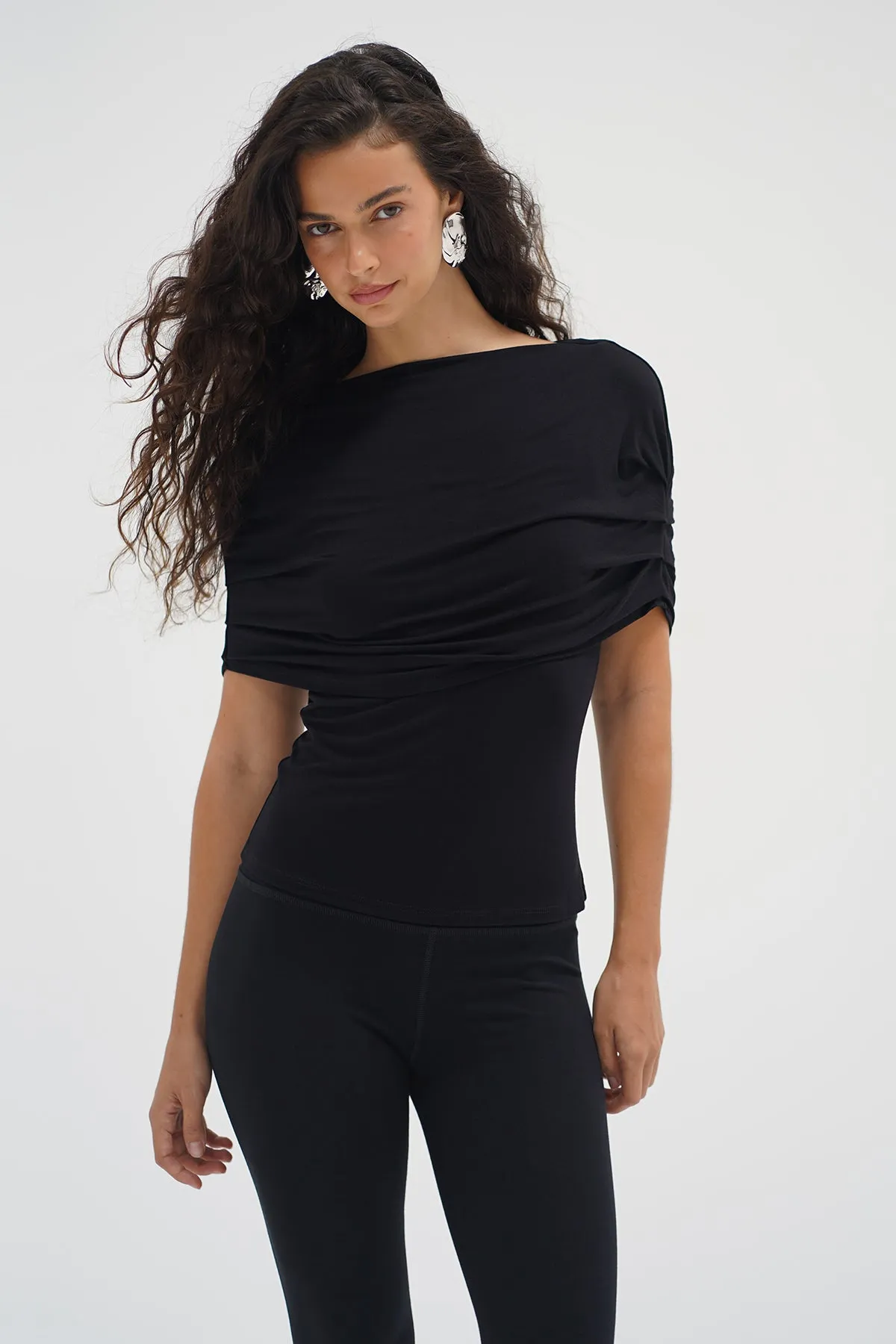 Rylie Shawl Top - Black sold by LNA product image thumbnail 5